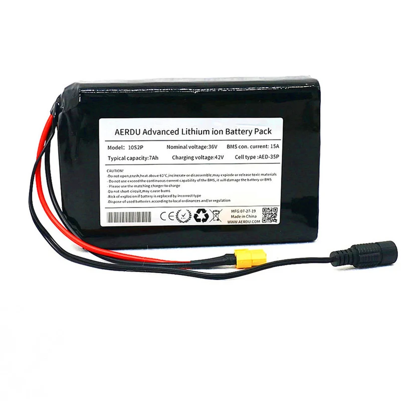 36V 10S2P 7Ah 450Watt 18650 lithium-ion battery for skateboard electric bike XT60