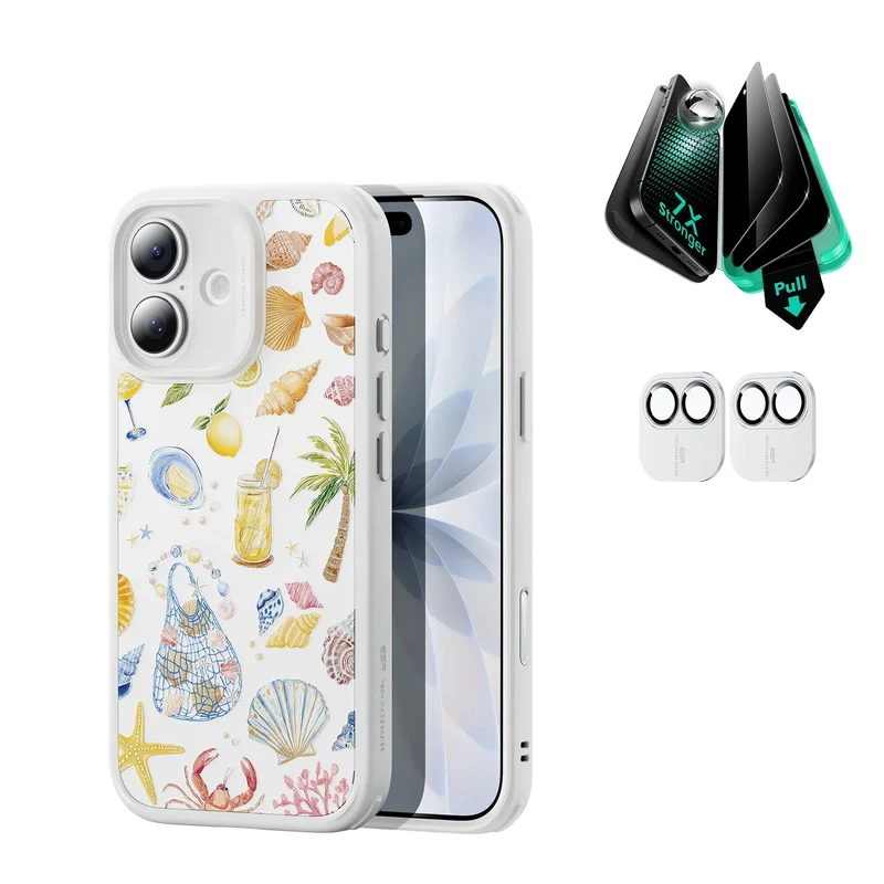 iPhone 17 Bundle Classic Hybrid Magnetic Case (Camera Control) and Armorite Privacy Screen Protector - Coastal Summer