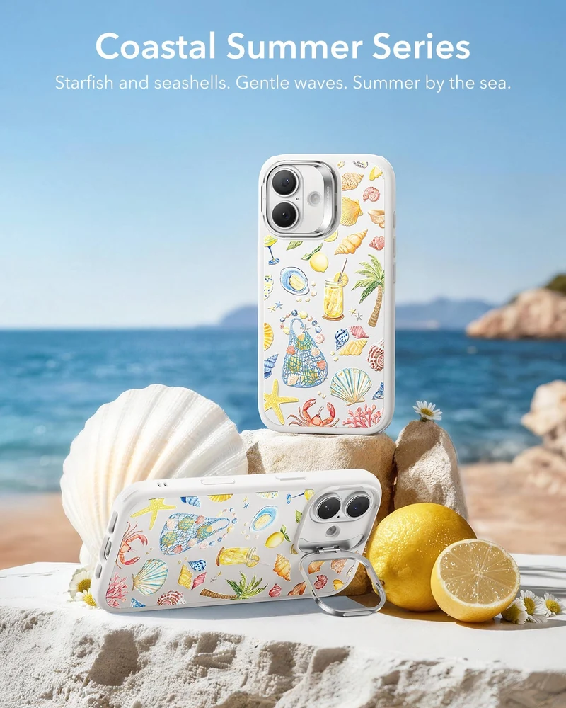 iPhone 17 Bundle Classic Hybrid Magnetic Case (Camera Control, Stash Stand) and Armorite Screen Protector - Coastal Summer