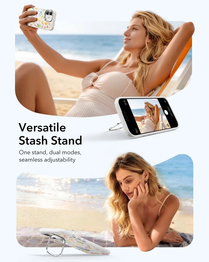 iPhone 17 Bundle Classic Hybrid Magnetic Case (Camera Control, Stash Stand) and Armorite Screen Protector - Coastal Summer