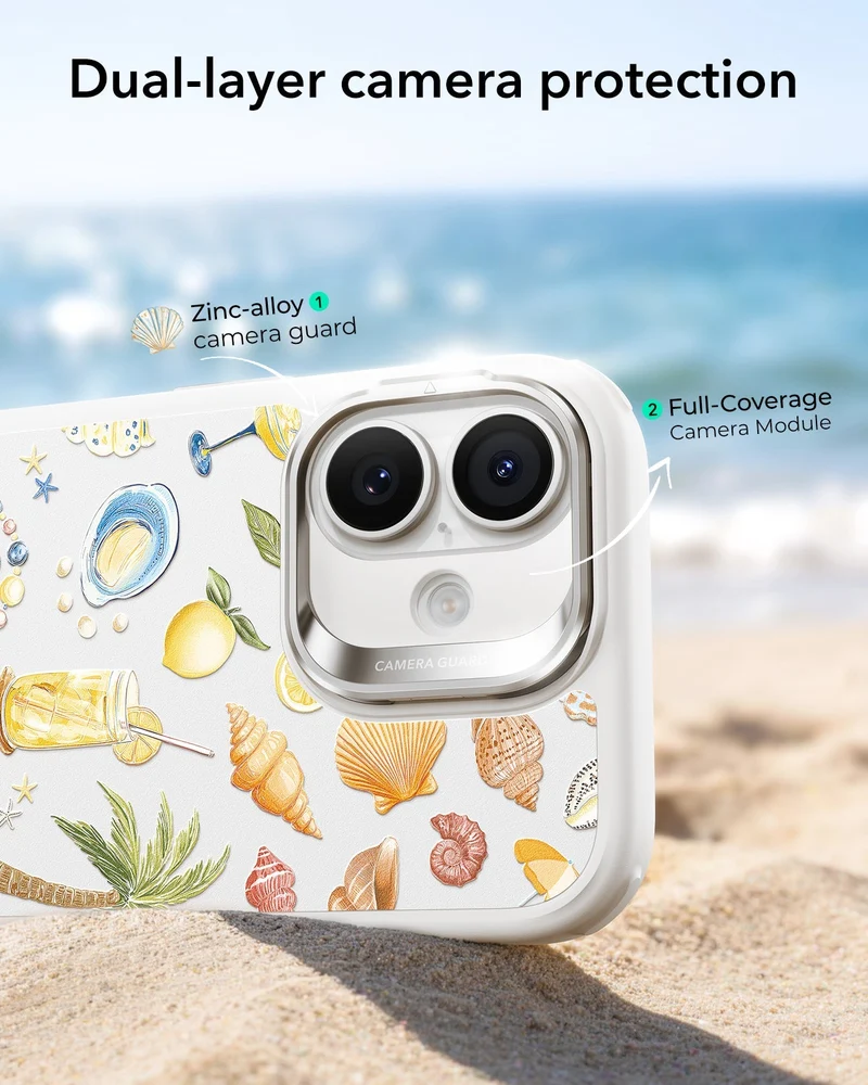 iPhone 17 Bundle Classic Hybrid Magnetic Case (Camera Control, Stash Stand) and Armorite Screen Protector - Coastal Summer