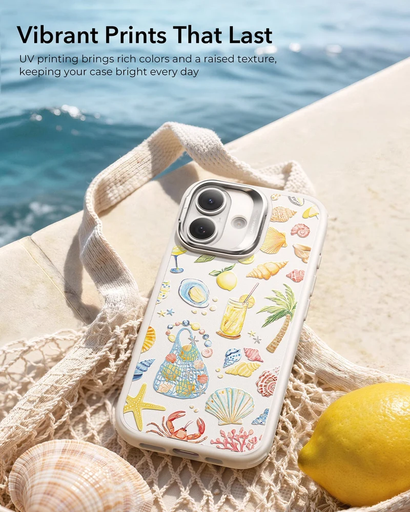 iPhone 17 Bundle Classic Hybrid Magnetic Case (Camera Control, Stash Stand) and Armorite Screen Protector - Coastal Summer