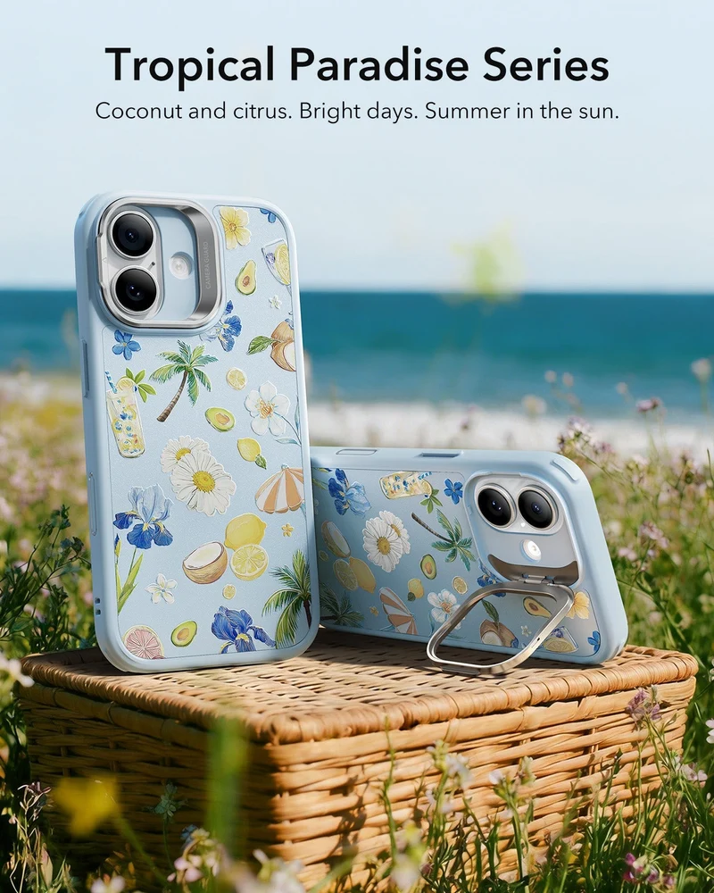 iPhone 17 Classic Hybrid Magnetic Case (Camera Control, Stash Stand) - Tropical Paradise