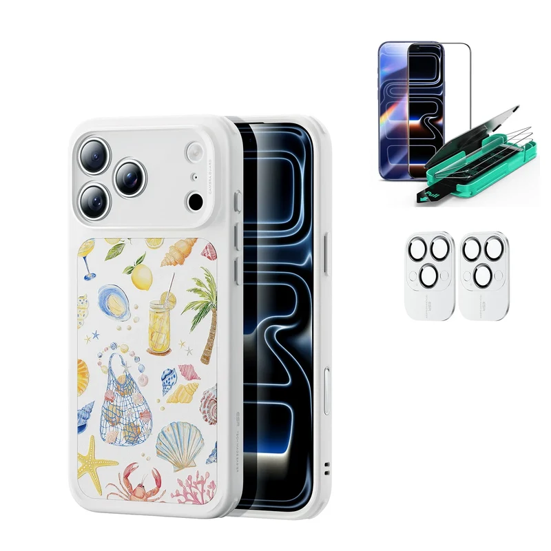iPhone 17 Pro Max Bundle Classic Hybrid Magnetic Case (Camera Control) and Armorite Screen Protector - Coastal Summer