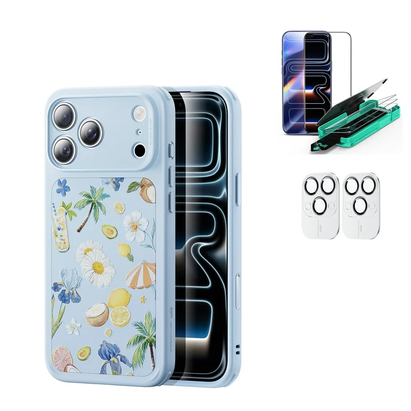 iPhone 17 Pro Max Bundle Classic Hybrid Magnetic Case (Camera Control) and Armorite Screen Protector - Tropical Paradise