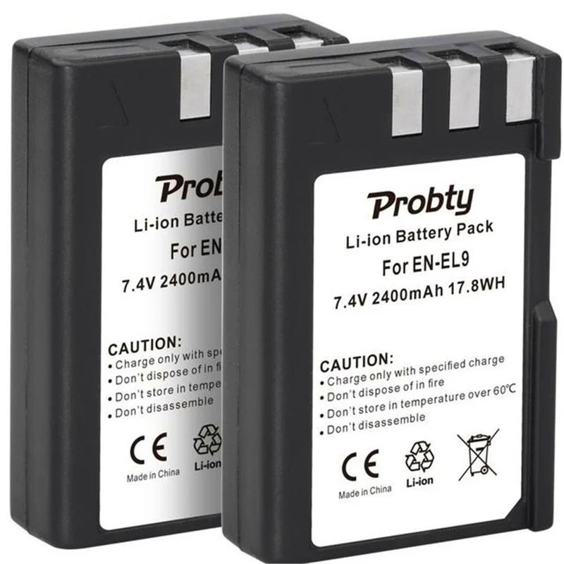 2 pieces 7.4v 2400mah EN-EL9 EN-EL9a lithium-ion battery for Nikon D40 D40X D60 D3000 D5000 charger000