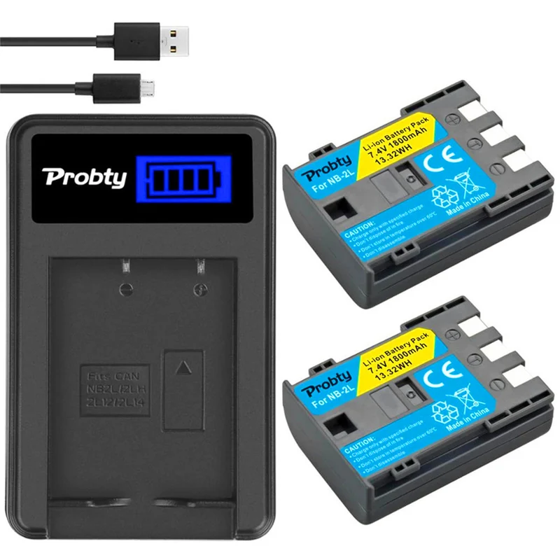 2 pieces 7.4v 1800mah NB-2LB lithium-ion Battery for Canon Digital EOS 350D / 400D Rebel XT XTi NB-2JH EOS Kiss Digit