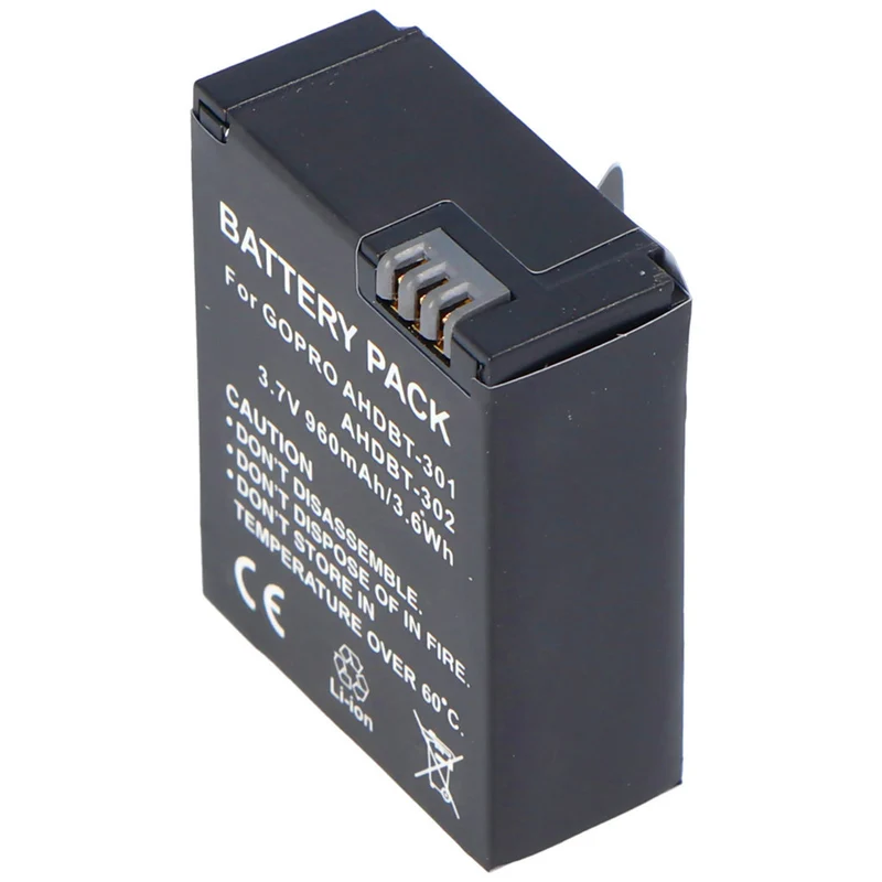 3.7v 960mah lithium-ion battery for Go Pro HD Hero 3, AHDBT-201, AHDBT-301