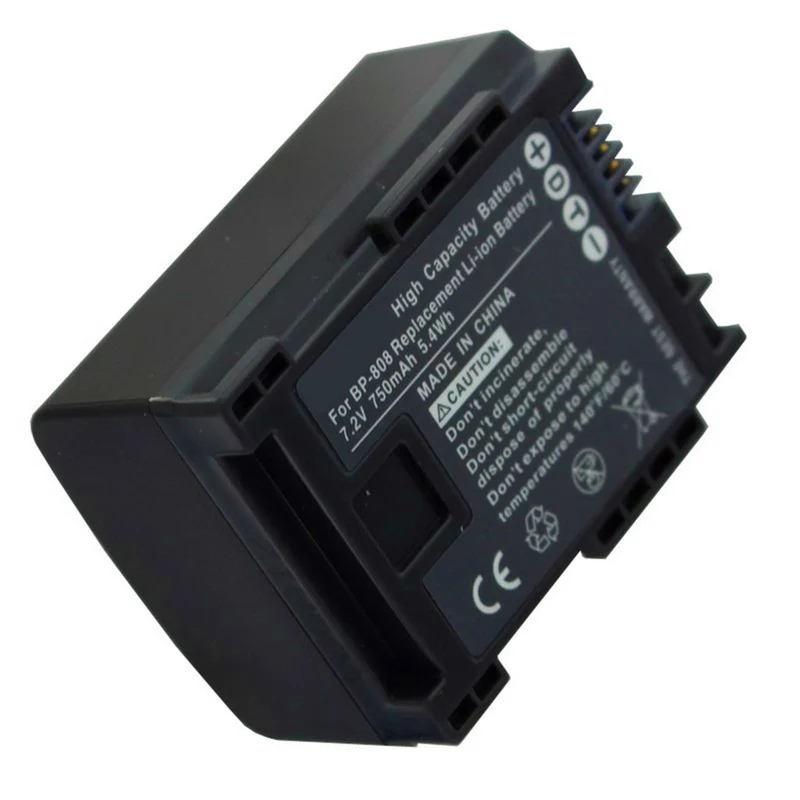 7.4V, 6.1W Battery for Canon BP-808, with remaining minutes display