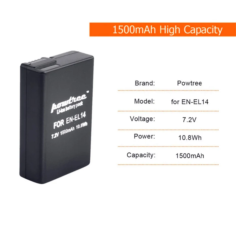 2 pieces 7.2 V 1500mAh Li-Ion battery for Nikon P7200 P7700 P7100