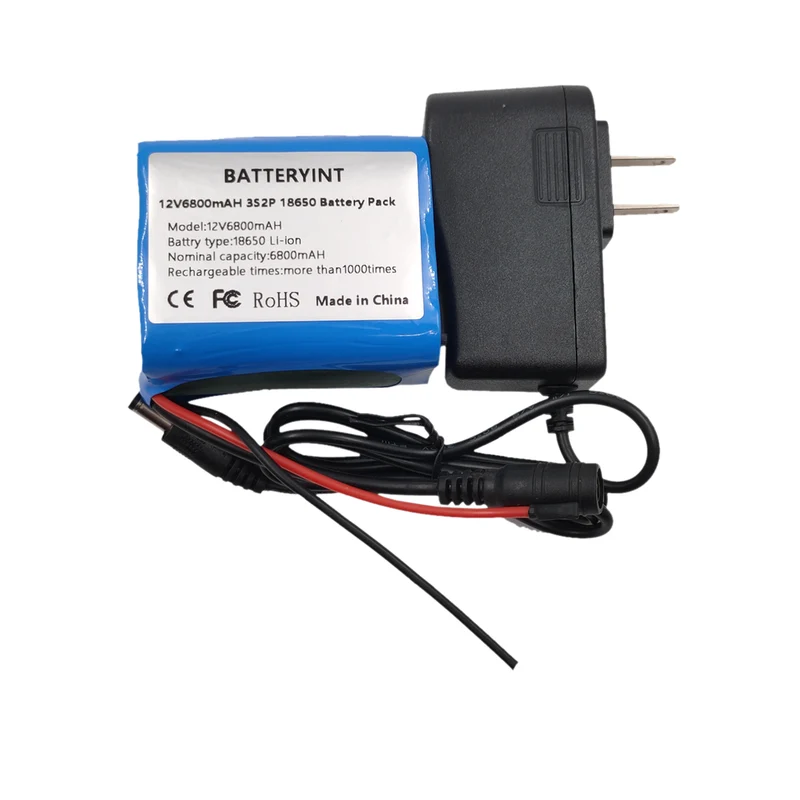 12V 6800mAh battery + 12.6 V charger for 12V electrical devices, washing machines, coal, break lamps