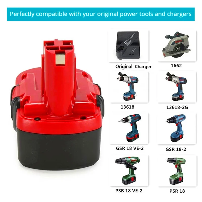 18V 3000mAh Ni-MH for Bosch cordless saws, puzzles, planes
