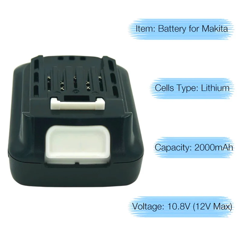 2 pieces 12V MAX 10.8V 2000mAh for Makita DF031D DF031DWAE DF031DZ DF032DZ DF032DSAJ