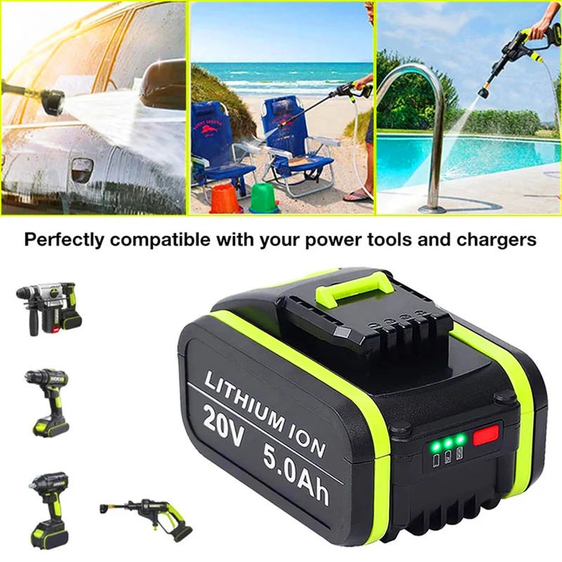 2PCS 20V 5.0 Ah lithium-ion battery for Worx power tools WA3553 WX678