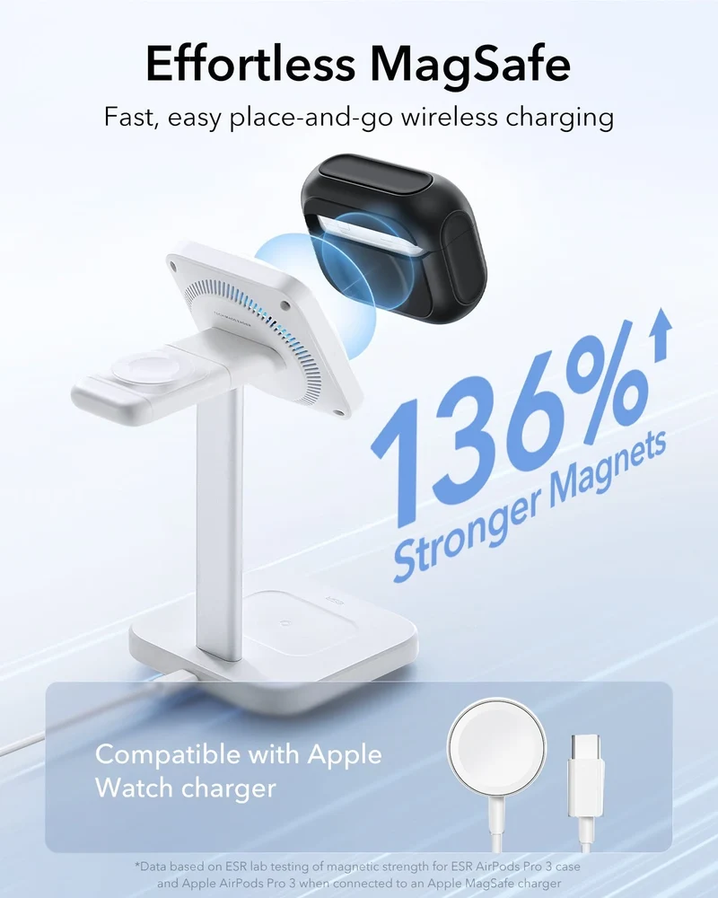25W CryoBoost Foldable 3-in-1 Magnetic Charger and AirPods Pro 3 Orbit Hybrid Case Bundle – EU Plug-Black