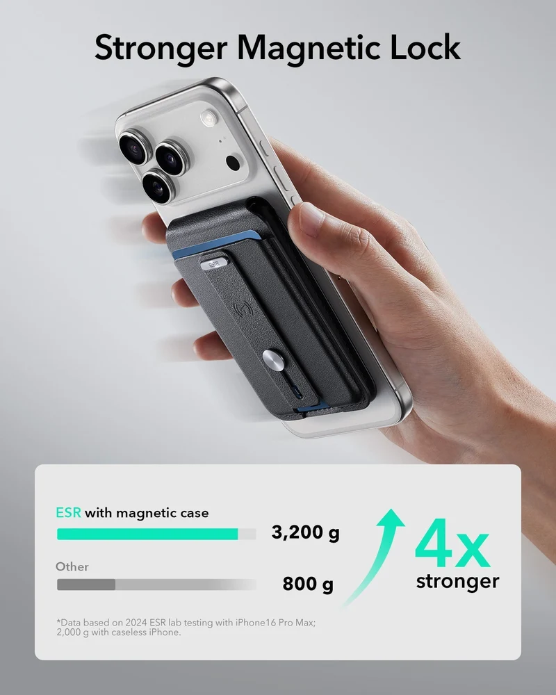 25W CryoBoost Foldable 3-in-1 Magnetic Charger and Wallet Stand Bundle - EU Plug-Black