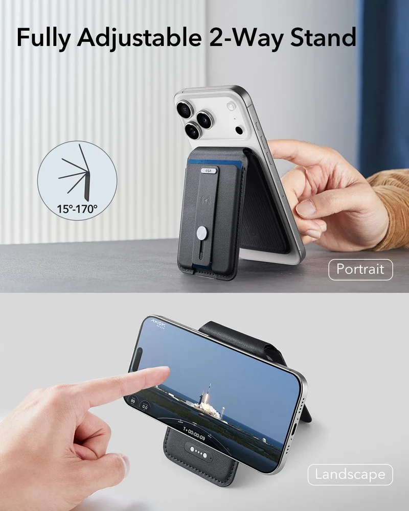 25W CryoBoost Foldable 3-in-1 Magnetic Charger and Wallet Stand Bundle - EU Plug-Black