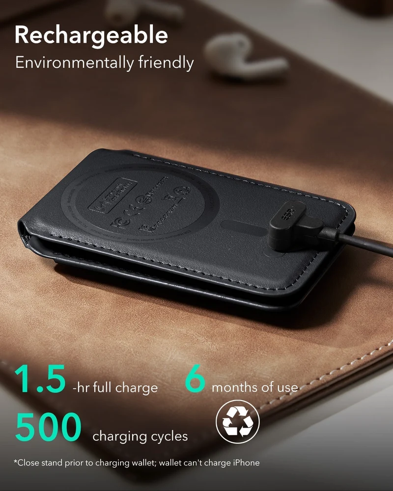 25W CryoBoost Foldable 3-in-1 Magnetic Charger and Wallet Stand Bundle - EU Plug-Black