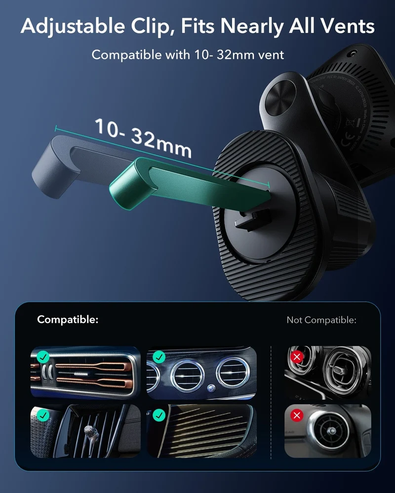 25W CryoBoost Foldable 3-in-1 Magnetic Charger and Car Charger (Air Vent) Bundle– EU Plug-Black