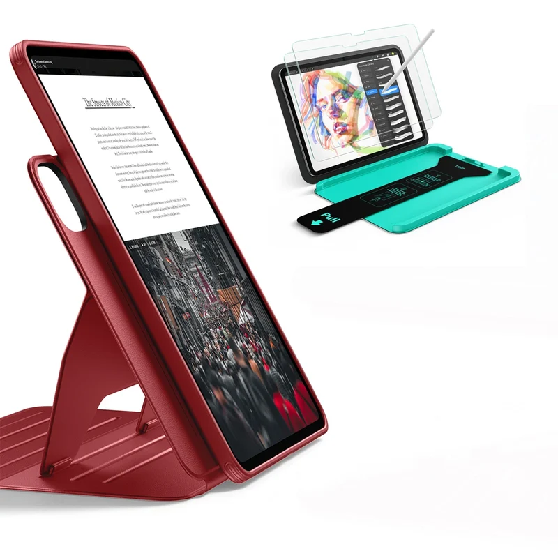 iPad Pro 11" (2025) Bundle Shift Magnetic Case & Armorite® Paper-Feel Protection - Red