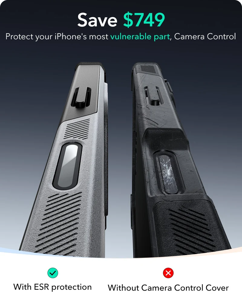 iPhone 16 Pro Max Cyber Tough Magnetic Case (Camera Control, Stash Stand) - Titanium