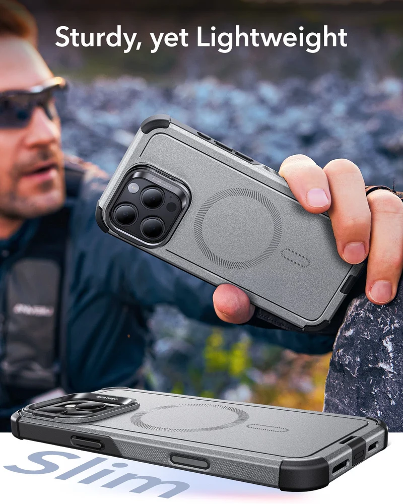 iPhone 16 Pro Max Cyber Tough Magnetic Case (Camera Control, Stash Stand) - Titanium