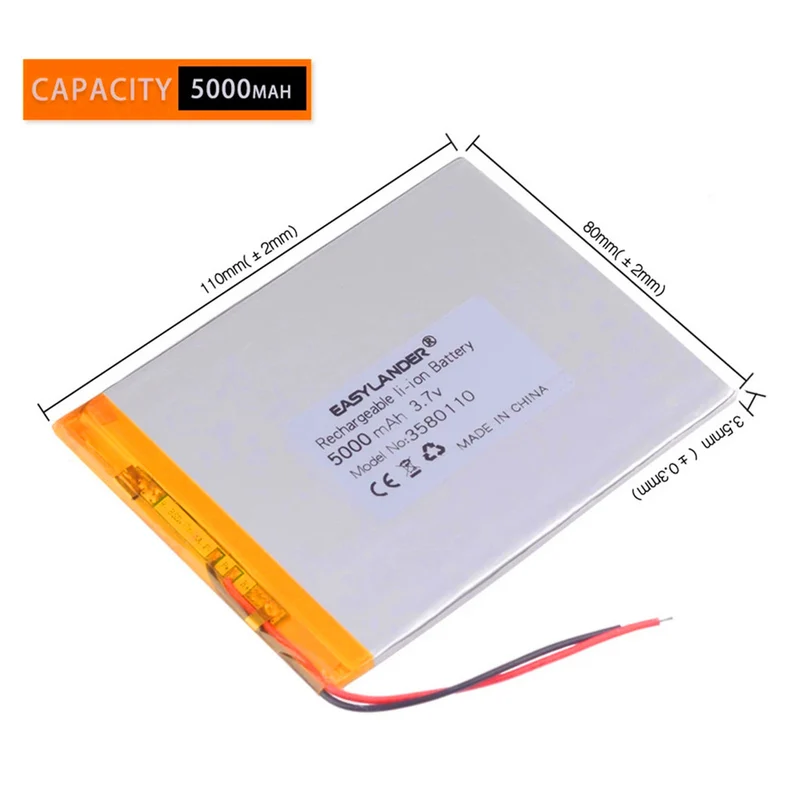 3.7V 5000 mAh Lithium ion battery for 8 inch n83 n86 a8 a86 tablet computer
