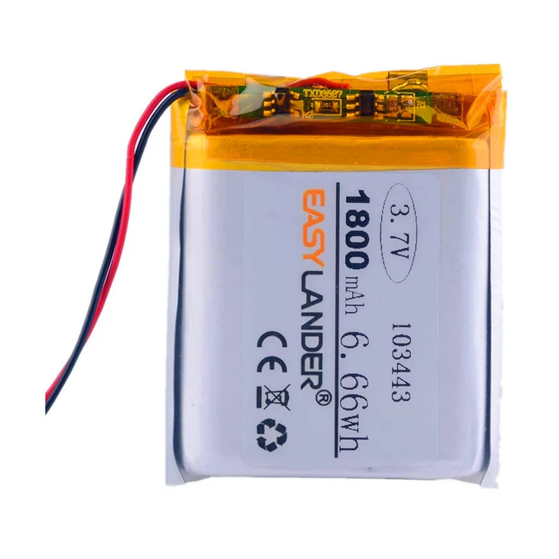 103443 3.7V 1800mah lithium polymer battery for GPS navigator Car DVR radio TD-V26 JH-MD07D