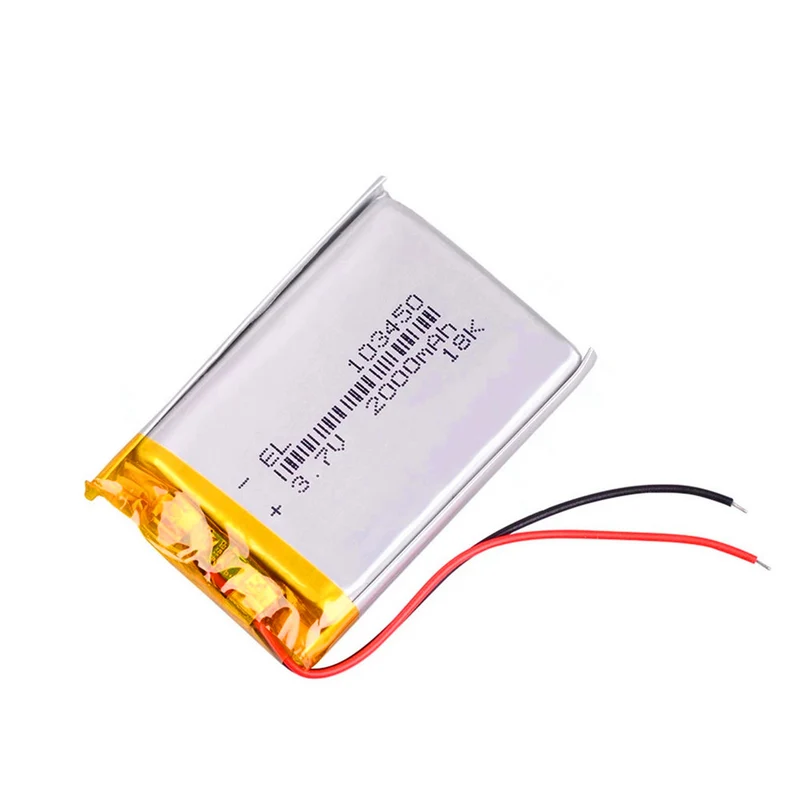 3.7V 2000mAh 103450 Lithium Polymer Lithium Battery Navigator DVR GPS Camera