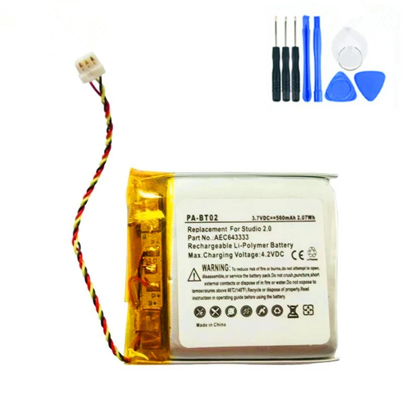 3.7V 560mAh ETL643333 replacement battery for Beats Studio 2.0 battery