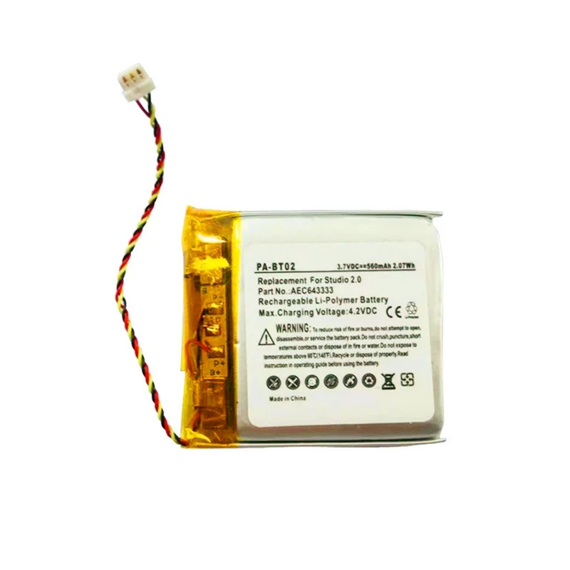 3.7V 560mAh ETL643333 replacement battery for Beats Studio 2.0 battery