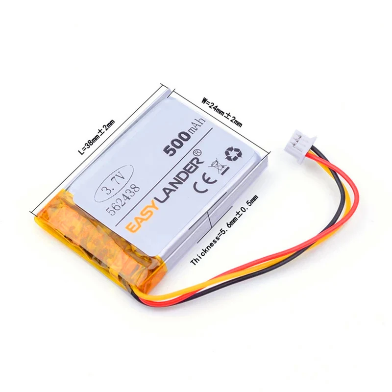 3.7V 500mAH 562438 polymer lithium ion battery for mp3 mp4 DVR Sho me Combo 1 Shome Combo A1