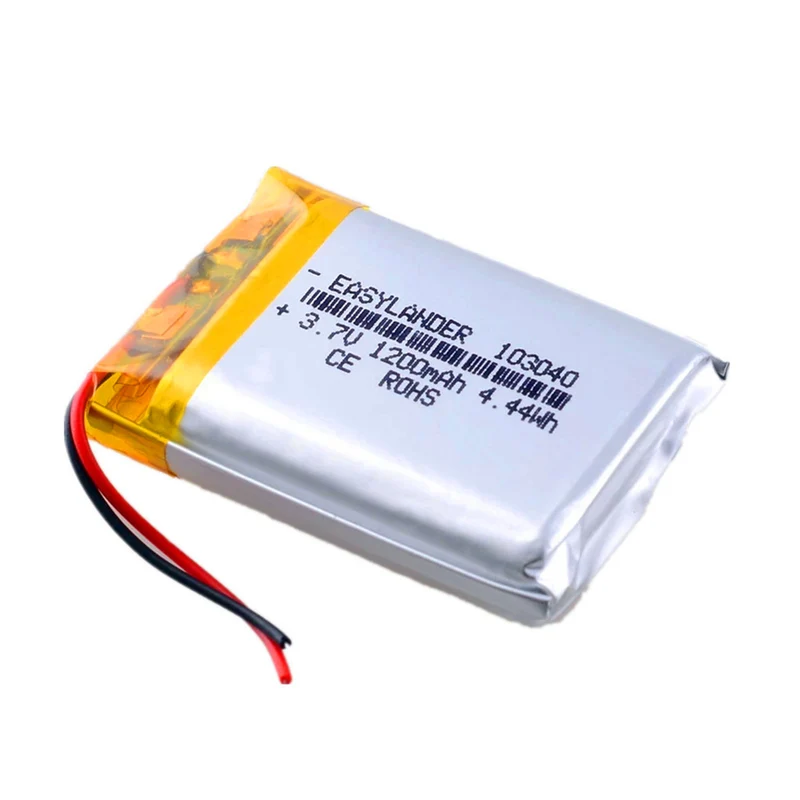 3.7 V 1200 mAh 103040 polymer lithium-ion battery for MP3 player VR DVR MP4 MP5