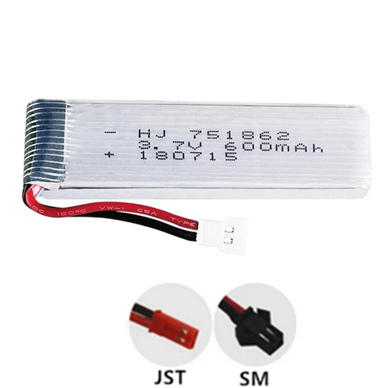 2 pieces 3.7V 600mAh 751862 li-polymer battery for Wltoy V930 V999 V977 V966 RC Airplane