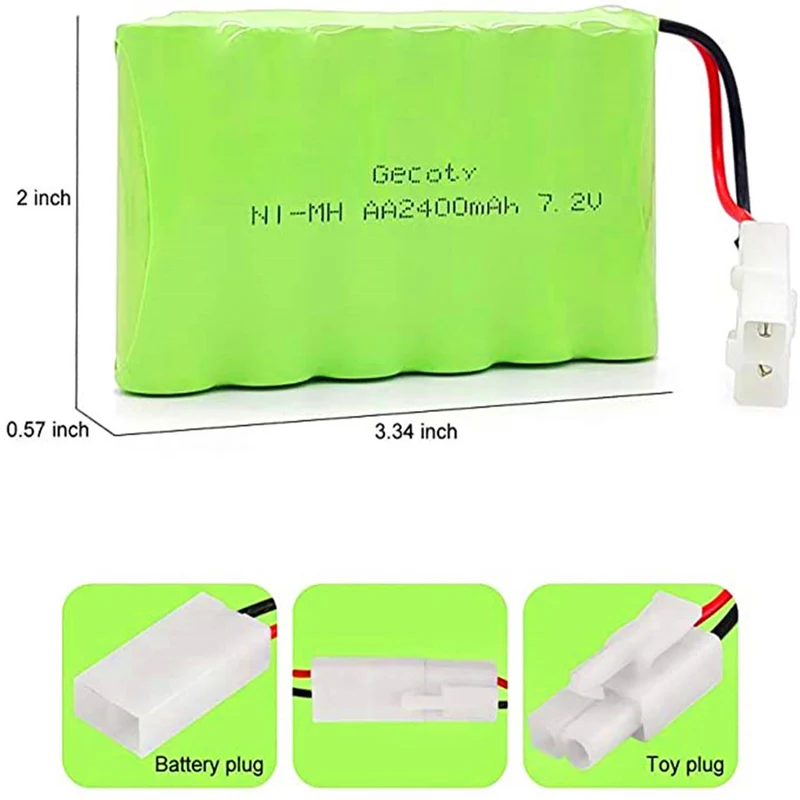 7.2V 2400mAh rechargeable NI-MH AA (KET plug)