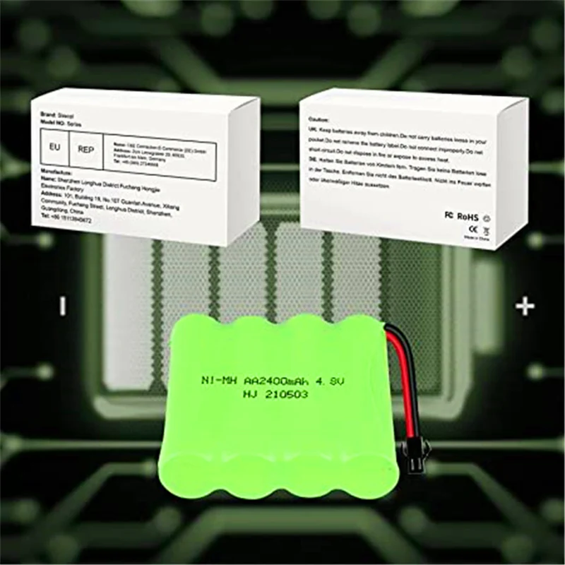 4.8 V 2400 mAh NI-MH AA battery with SM-2P 2-pin connector and USB charging cable