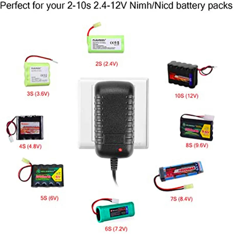 Airsoft Charger for 2-10s RC Car / RC Boat / RC Airplane / Drone (Standard Tamiya / Mini Tamiya / SM 2P / JST / HuanQi)