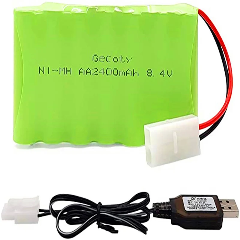 8.4V 2400mAh RC battery, rechargeable NI-MH AA battery pack for remote-controlled toys, lighting, power tools
