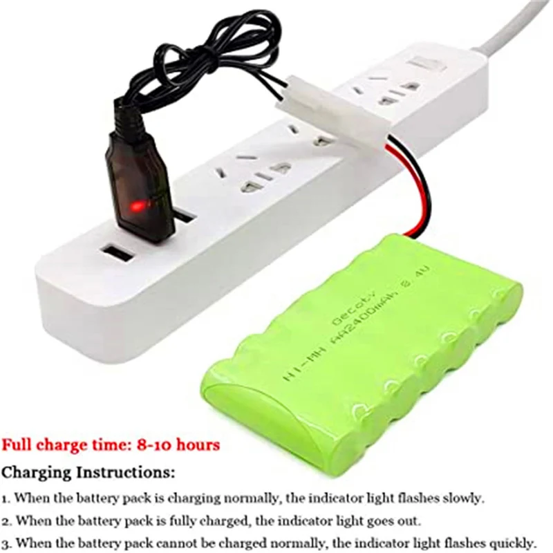 8.4V 2400mAh RC battery, rechargeable NI-MH AA battery pack for remote-controlled toys, lighting, power tools