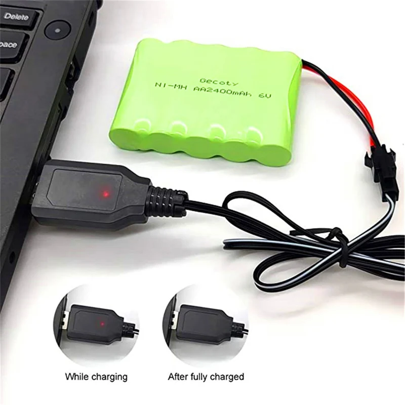 6V 2400mAh rechargeable NI-MH AA battery pack with charging cable (SM plug)