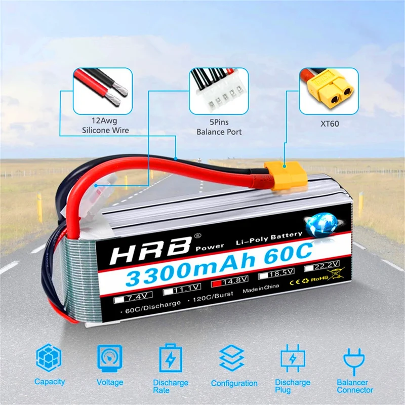 14.8v 3300mah lithium 60C battery for remote-controlled drone car Turk boat airplane