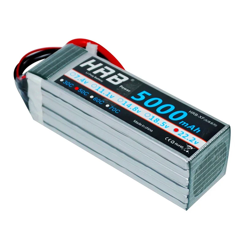 2 pieces EC5 22.2V 5000mAh 50C 100C 6S RC lithium polymer battery Align 7.2 Yak 54 remote-controlled four-axis helicopter drone