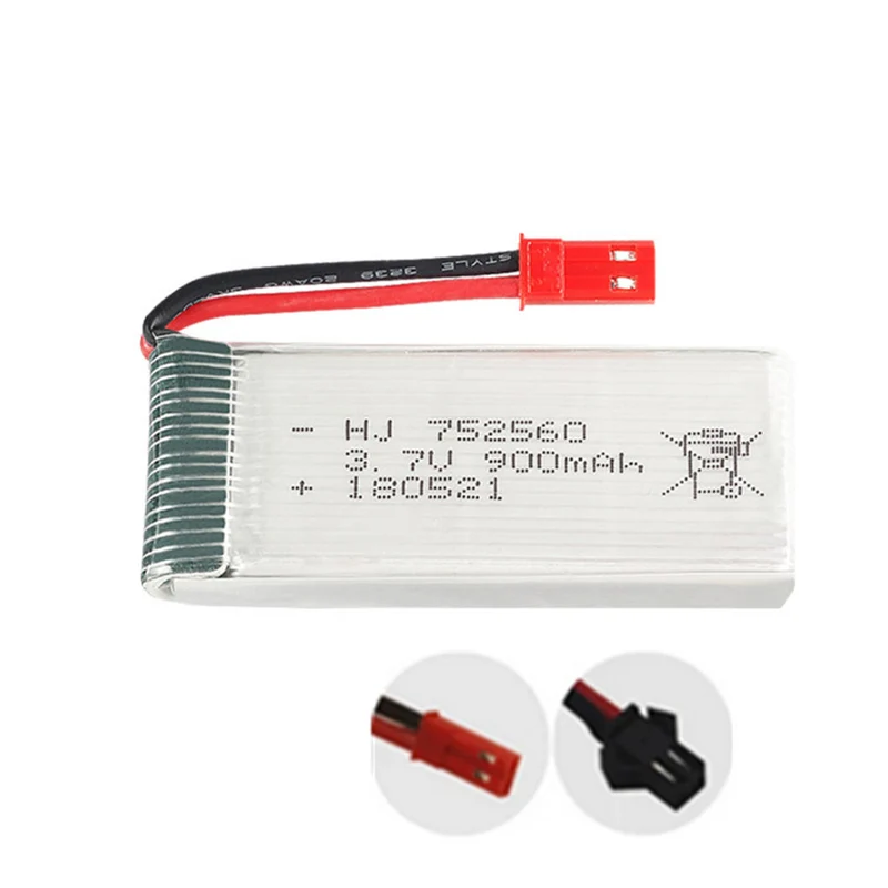 2 pieces 3.7v 900mAh 752560 li-polymer battery for 8807 8807W A6 A6W Rc Drone Quadcopter
