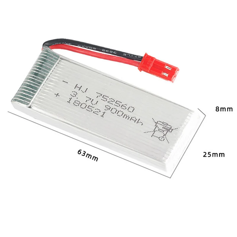2 pieces 3.7v 900mAh 752560 li-polymer battery for 8807 8807W A6 A6W Rc Drone Quadcopter