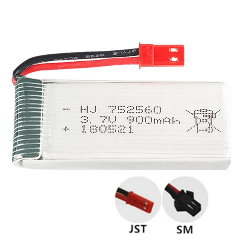 2 pieces 3.7v 900mAh 752560 li-polymer battery for 8807 8807W A6 A6W Rc Drone Quadcopter