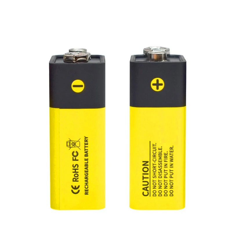 2 pieces 9V USB battery lithium 6f22 9V lithium-ion battery for multimeters, smoke detectors, metal detectors and other batteries