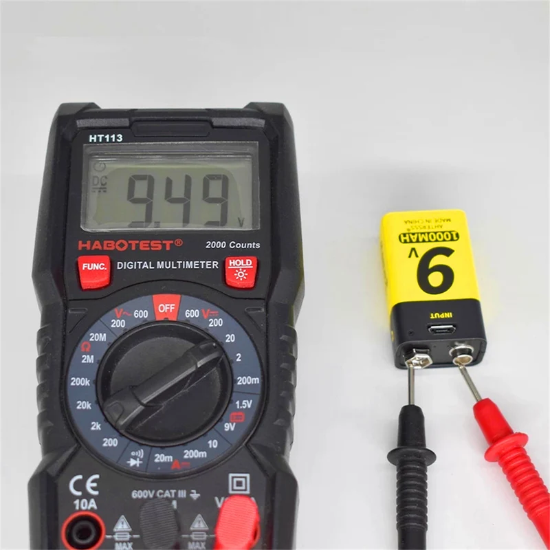 2 pieces 9V USB battery lithium 6f22 9V lithium-ion battery for multimeters, smoke detectors, metal detectors and other batteries