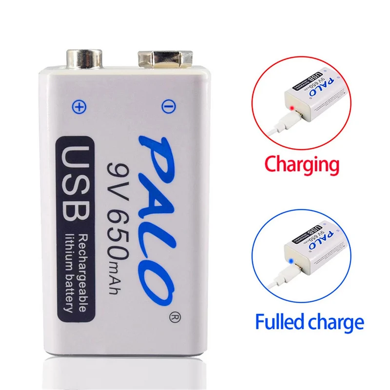 2 pieces 650mAh Micro USB 6F22 9V Li-ion Lithium Battery for Remote Control Helicopter Model Microphone Toy