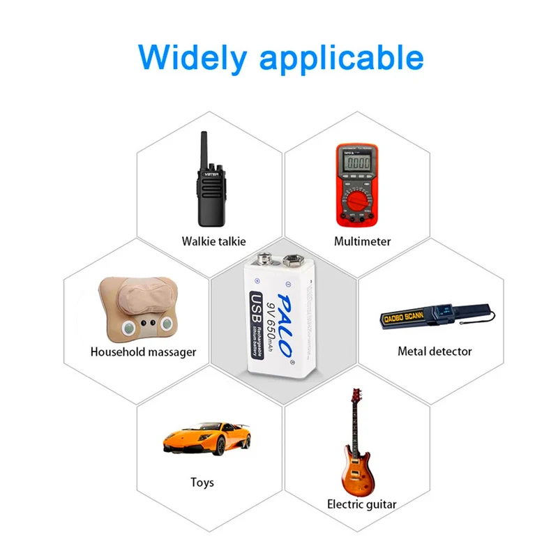 2 pieces 650mAh Micro USB 6F22 9V Li-ion Lithium Battery for Remote Control Helicopter Model Microphone Toy