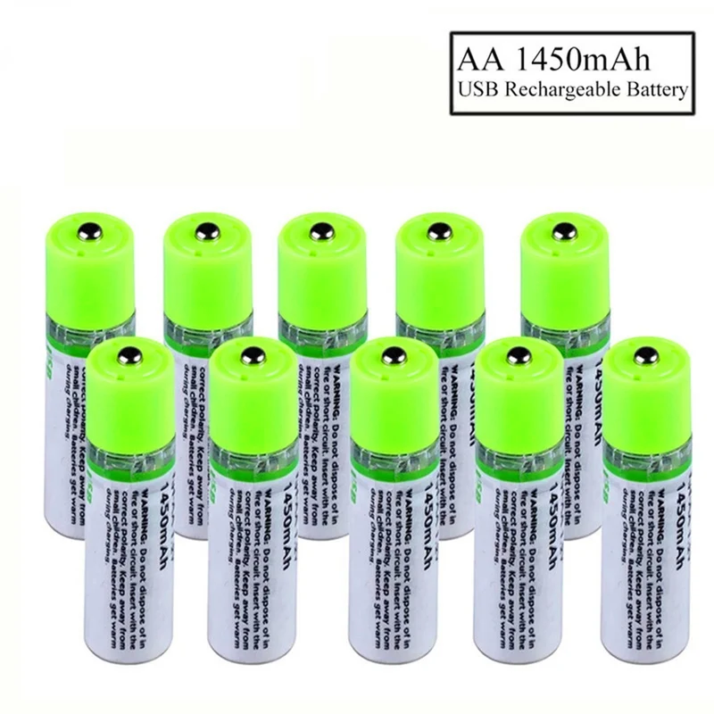 6 pieces USB AA battery Ni-Mh 1.2V 1450mAh rechargeable battery NI MH for shaver remote control